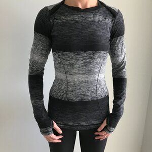 Lululemon Swiftly Tech Long Sleeve Black White Ombré Size 4